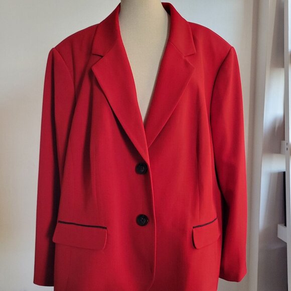 Jones Studio Jackets & Blazers - JONES STUDIO Red Women’s Plus Size Jacket/Blazer (Size: 24W)